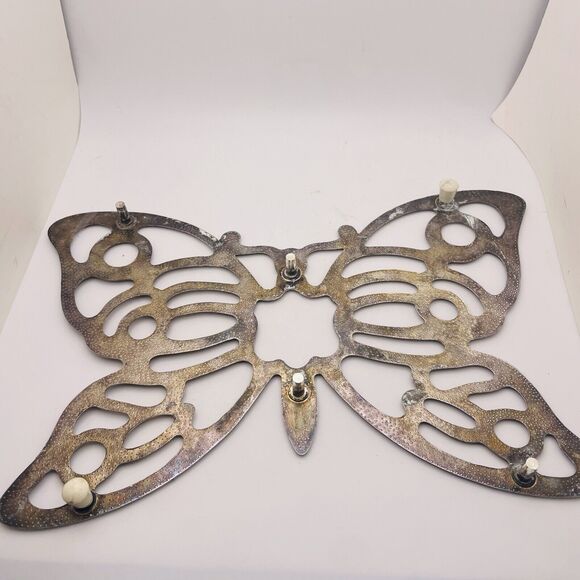 Trivet Butterfly Wall Art Silver Plate Leonard Made In Italy Set Of Two Footed - Picture 6 of 6